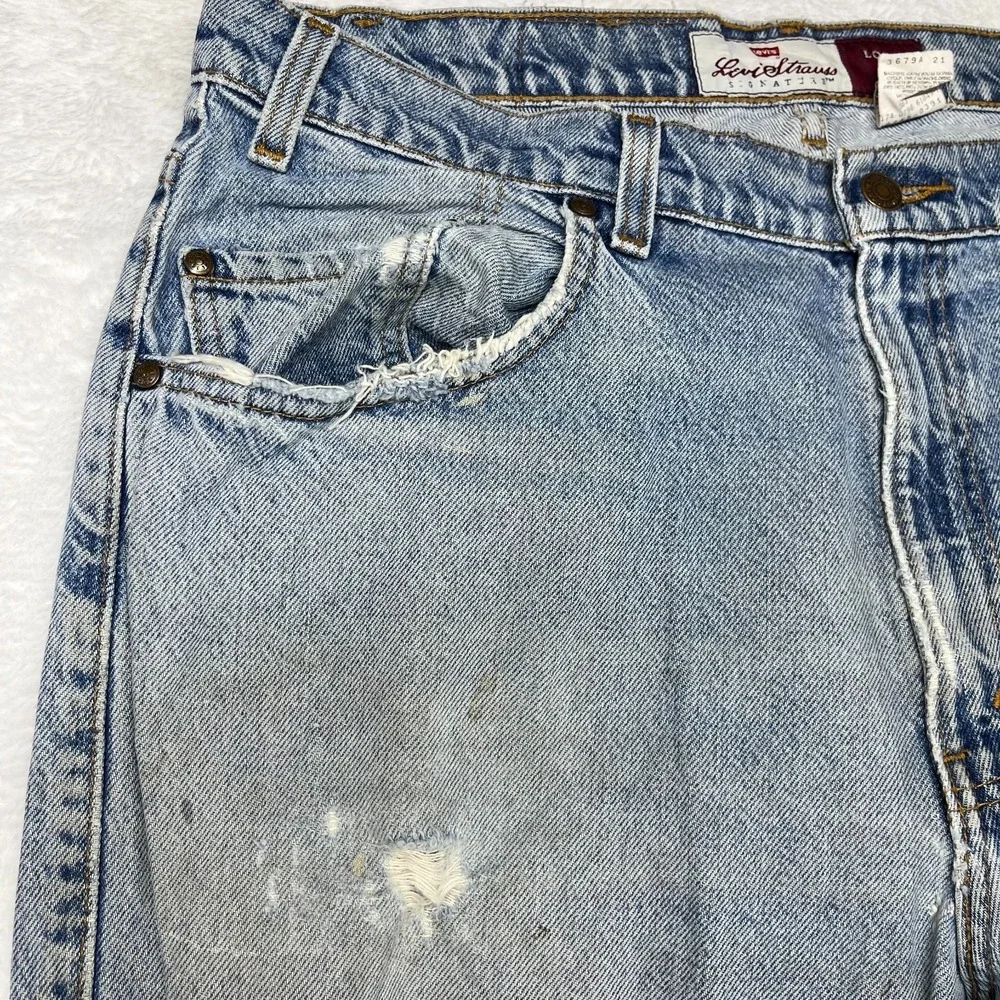 Levi's Strauss Signature 545 Loose Fit Jeans Men's Blue Denim Distressed - 35X31